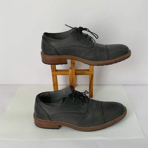 Perry Ellis Clarkson Dark Gray Faux Leather Oxford Shoes main image 7